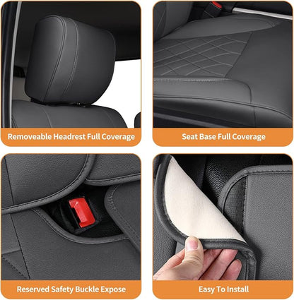 Custom Fit for 2022-2024 2025 Toyota Tundra Car Seat Covers CrewMax&Double Cab,Full Set Faux Leather for Toyota Tundra Truck Pickup Seat Covers Darkgrey - Image 6