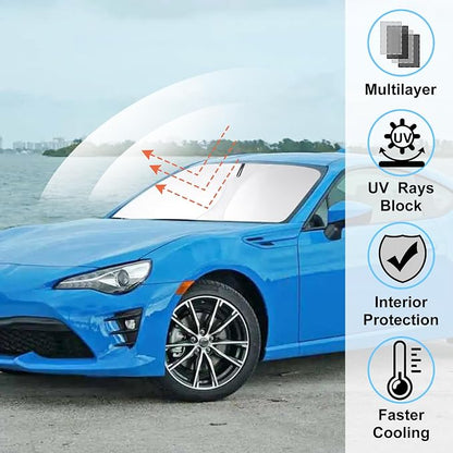 Windshield Sunshade for 2017-2021 Toyota 86/2022-2023 Toyota GR86 | Full covered for windshield, Foldable & Durable, Block UV Rays, Reduce Heat, Easy to install, Keeps Car Cooler - Image 2