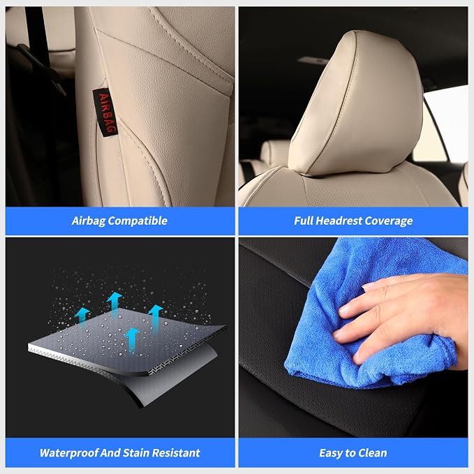 Custom Seat Covers for Toyota 2021-2026 Corolla Hatchback (Full Set,Beige) | 1:1 Custom Fit,Factory Look,Easy Installation,Airbag Compatible,Waterproof & Easy to Clean - Image 6