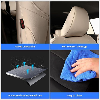 Custom Seat Covers for Toyota 2021-2026 Corolla Hatchback (Full Set,Beige) | 1:1 Custom Fit,Factory Look,Easy Installation,Airbag Compatible,Waterproof & Easy to Clean - Image 6