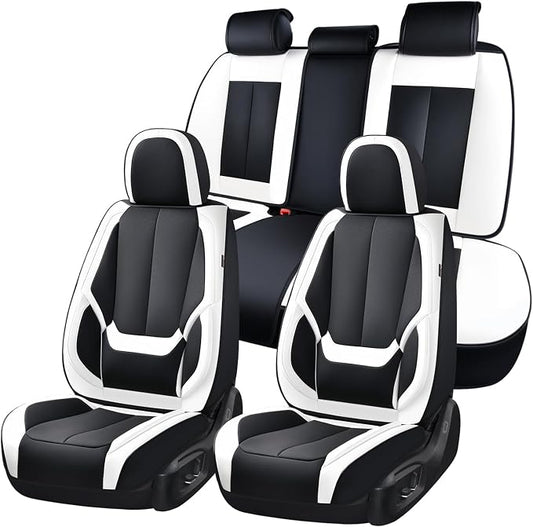 Coverado Car Seat Covers, Seat Covers for Cars, Waterproof Leather Auto Seat Protectors, Leather Car Seat Cushion, Car Interiors Accessories Universal Fit for Most Cars by COVERADOAUTO