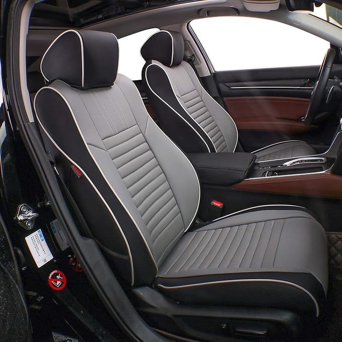 EKR Accord Car Seat Covers for Cars Honda Accord EX,EX-L,Sport,Sport SE,Touring 2016 2017(Rear Row W/Split),Car Seat Cover Full Set,Leather Seat Covers Front Seats & Back-Faux Leather(Black/Gray) by EKR
