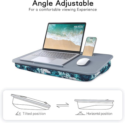 Lap Desk for Laptop with Cushion, Laptop Lap Desk, Cushion Detachable and Washable, fits up to 17 inch, with Tablet Slot and Stopper, MillHome (Blue) - Image 8