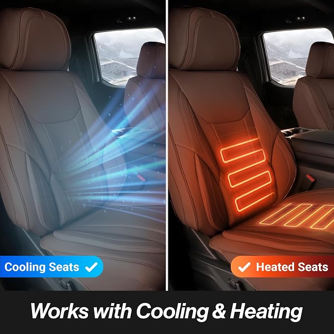 Coverland Premium Custom Fit Truck Car Seat Covers Full Set Seat Waterproof | Airbag Compatible Non-Slip Seat Cover for 2007-2013 Toyota Tundra Double Cab [Dark Brown - Size Chart X58] - Image 5