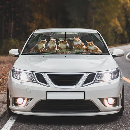 Funny Animal Squirrel Car Windshield Sun Shade Umbrella Bendable Handle Foldable Squirrel Sunshade for Car Windshield Block UV Rays Keep Vehicle Cool for Most Sedans SUV Trucks Cars 57"x30" - Image 4