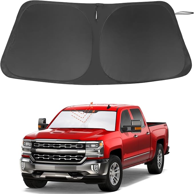 Windshield Sun Shade for 2014-2018 2019 Chevrolet Silverado | Full covered, Foldable & Durable, Block UV Rays, Reduce Heat, Easy to install, Keep Car Cooler by LHFLIVE