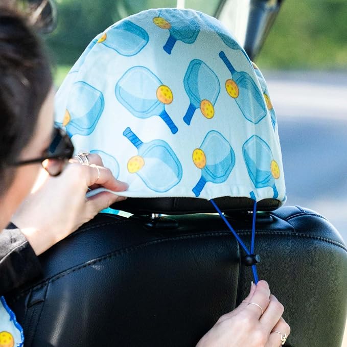 ChalkTalkSPORTS Pickleball Car Seat Towel Cover - Microfiber - 30 x 60 | Microfiber Seat Protector, Moisture-Wicking, 30 x 60 Inches, Pull Cord Hood, Compact and Portable, Pickleball Lover Gift - Image 3