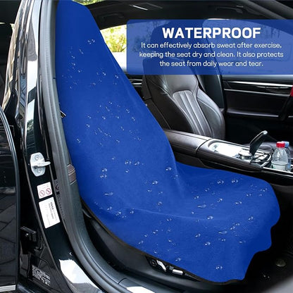Waterproof Car Towel Seat Cover, Sweating Non Slip Car Seat Cover Protector for Gym Workout, Running, Swimming, Beach and Hiking, Machine Washable, Universal Fit for Front Seats (Dark Blue) - Image 5