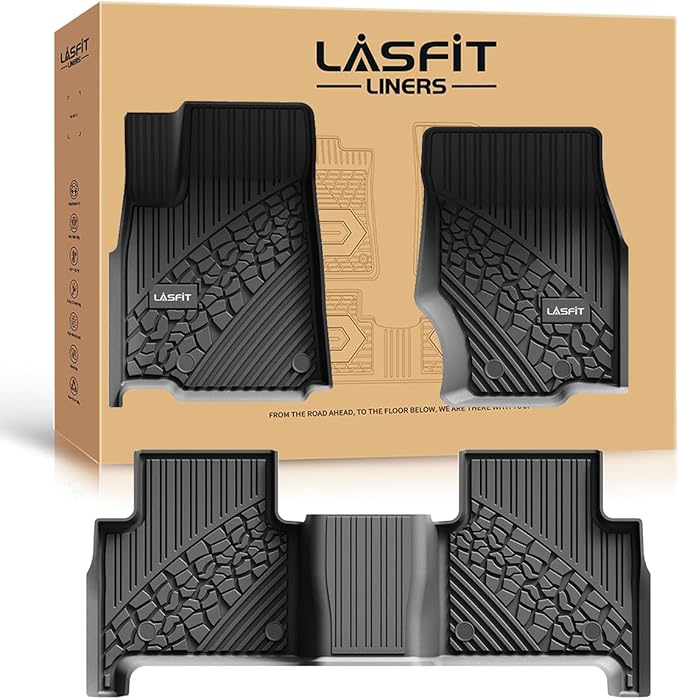 LASFIT Floor Mats for Jeep Grand Cherokee WL 2022-2025 2026 5-Seat | Include 4xe, NOT for Grand Cherokee L, All Weather, TPE, Custom Fit, Car Mats, Floor Liners, 1st & 2nd Row, Black by LASFIT