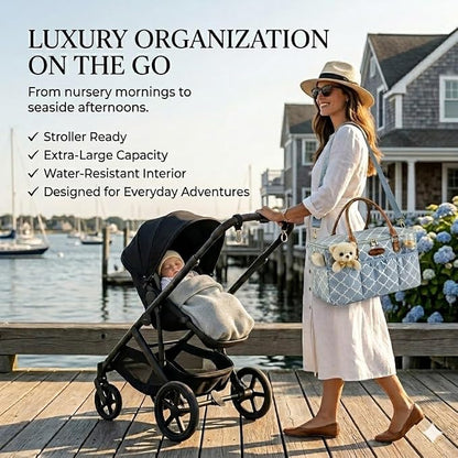 DOKUS & CO Luxe Diaper Caddy Organizer, Extra Large Collapsible Nursery Storage Tote for Baby Essentials & Travel - Image 4