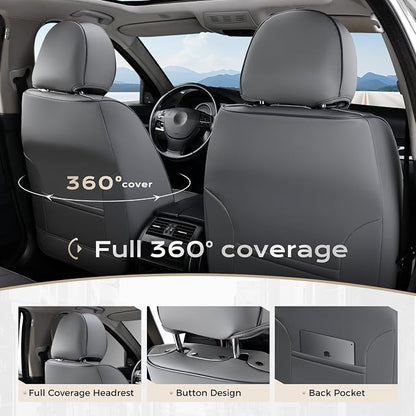 Coverado Car Seat Covers, Seat Covers for Cars, Waterproof Leather Auto Seat Protectors, Leather Car Seat Cushion, Car Interiors Accessories Universal Fit for Most Cars - Image 4