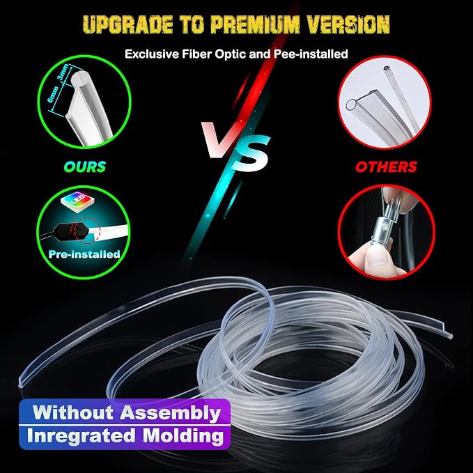 Jushope Interior Car LED Strip Lights, RGB USB Car Ambient Lighting with Wireless APP & Remote Control, Car Accessories Fiber Optifc Lights Sync to Music (2 LED/157 inches) - Image 2