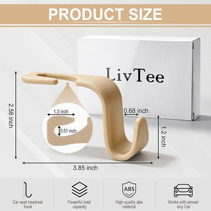 LivTee Car Seat Headrest Hook, Auto Seat Hook Hangers Storage Organizer Interior Accessories for Purse Coats Umbrellas Grocery Bags Handbag, 4-Pack - Image 3