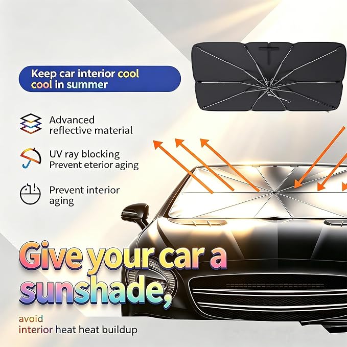 [2026 Upgrade] Windshield Sun Shade Umbrella for Honda Accord 2000-2026 | Windshield Sun Shade for Honda Accord,Foldable Umbrella Reinforced 10-Rib Frame, Front Window Car Sun Shade - Image 2