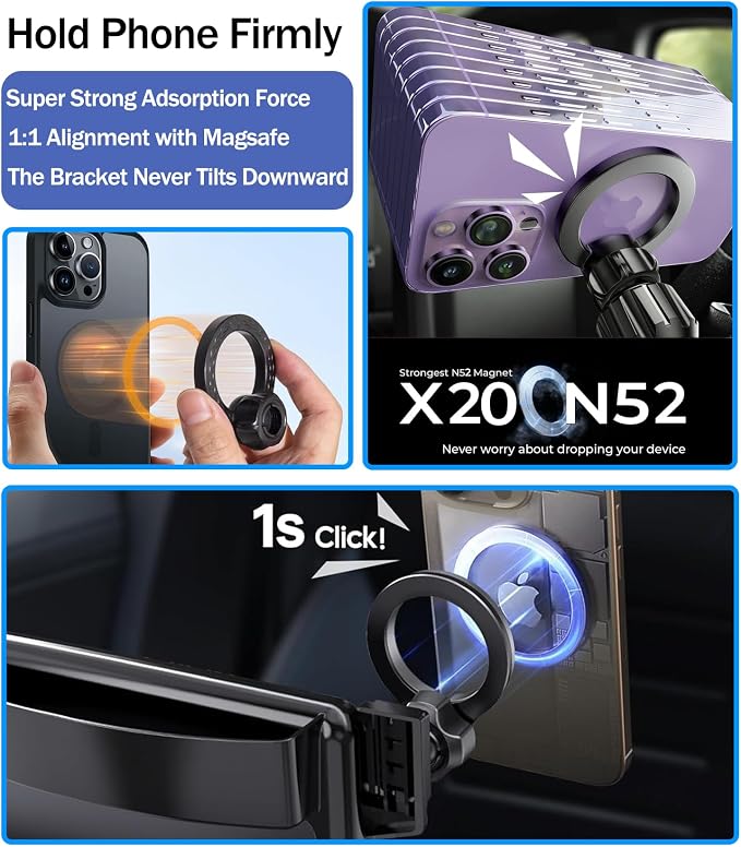 Magnetic Phone Holder for Honda Civic 2026 2025 2024 2023 2022 [11th Gen 7/9-inch Screen] Car Phone Mount for Civic Hatchback Sedan Touchscreen, Compatible with MagSafe - Image 5