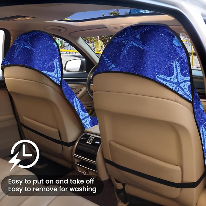 Car Seat Covers 1 Pack Waterproof Towel Car Seat Cover Universal Fit for Most Trucks SUV Fitness Athletes Pets Gym and Water Sport,Conch Shells Starfish - Image 5