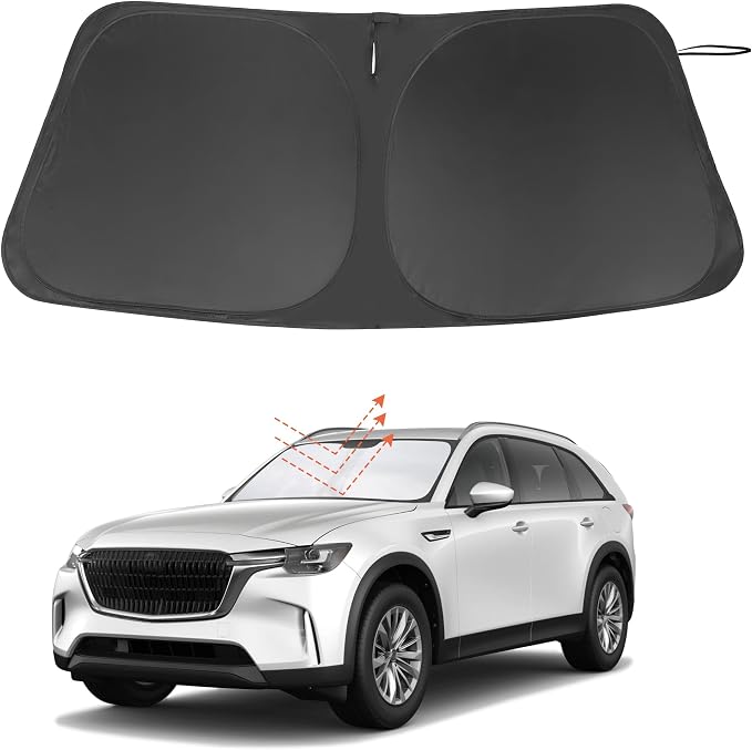 Windshield Sun Shade for 2024 2025 2026 Mazda CX90 CX-90 | Full covered for windshield, Foldable & Durable, Block UV Rays, Reduce Heat, Easy to install, Keep Car Cooler by LHFLIVE