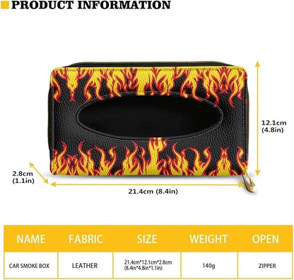 Biyejit Car Tissue Holder, Fire Flame PU Leather Hanging Paper Towel Box, Auto Napkin Holder Cover Paper Tissue Dispenser for Sun Visor & Backseat Vehicle - Image 6