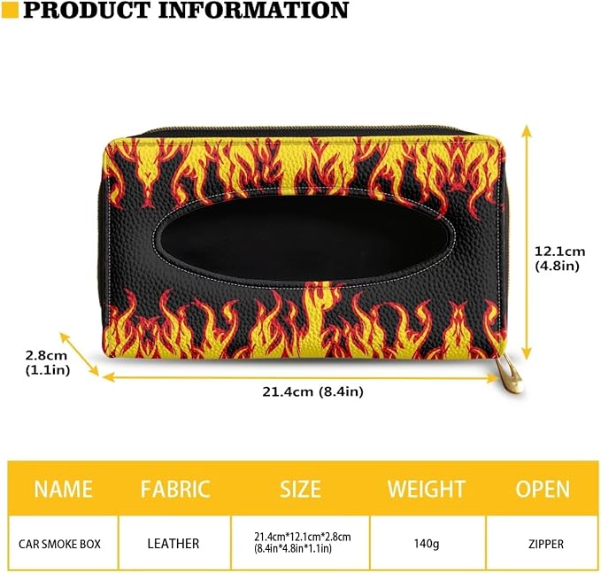 Biyejit 2 Pack Car Tissue Holder, Fire Flame PU Leather Hanging Paper Towel Box, Auto Napkin Holder Cover Paper Tissue Dispenser for Sun Visor & Backseat Vehicle - Image 6