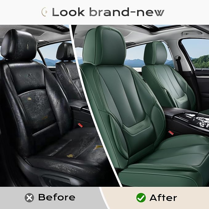 Coverado Car Seat Covers, Seat Covers for Cars, Waterproof Leather Auto Seat Protectors, Leather Car Seat Cushion, Car Interiors Accessories Universal Fit for Most Cars - Image 9