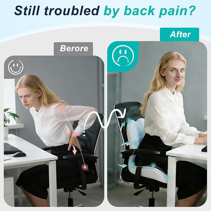 Seat Cushion for Office Chair, Ergonomic Cushion with Lumbar Support Pillow | Orthopedic Memory Foam Coccyx Cushion for Tailbone & Sciatica Pain Relief, Ideal For Office Chairs, Car Seats, Wheelchairs - Image 5