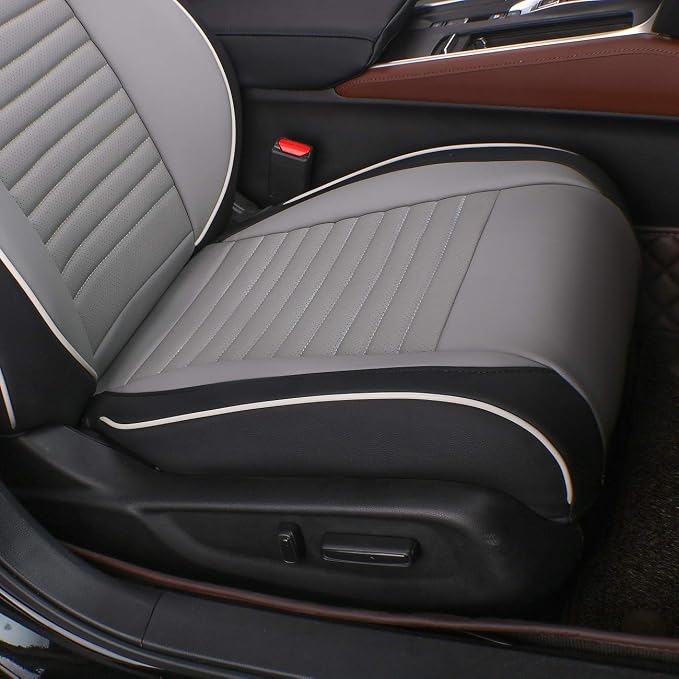 EKR Accord Seat Covers Full Set Custom for Honda Accord LX,LX-P,EX,EX-L,SE 2008-2012 & EX-L,LX-S 2011 2012,Automotive Truck Seat Covers for Car Suv,Waterproof Seat Protectors -Faux Leather(Black/Gray) - Image 2