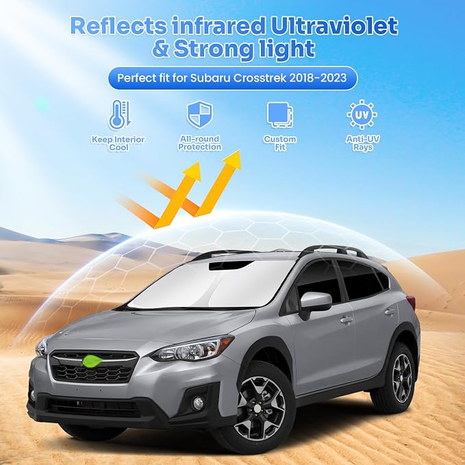Canvcle Window Shades for 2018-2023 Subaru Crosstrek Accessories Windshield Sun Shade Side Rear Window Covers Sunshade Sun Visor Shield Privacy Protection for Camping Keep Vehicle Cool Black 8PCS - Image 2