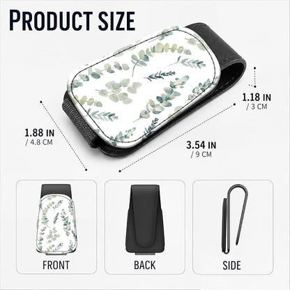 Leather Magnetic Sunglass Holder for Car Sun Visor, Cute Eyeglass Ticket Card Hanger Clip, Universal Auto Interior Accessories for SUV Pickup Truck, Leaf Pattern - Image 3