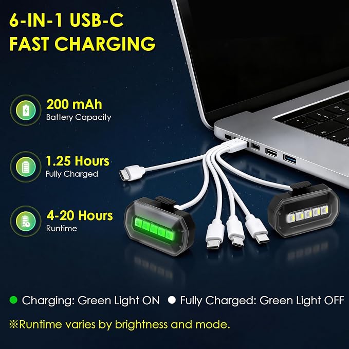 Upgraded 6PCS Wireless Strobe Lights for Car Motorcycle Bike Remote Bright 5 LEDs Anti Collision Lighting USB-C Rechargeable RGB Mini Exterior Warning Flashing Interior Ambient Light IP67 Waterproof - Image 5