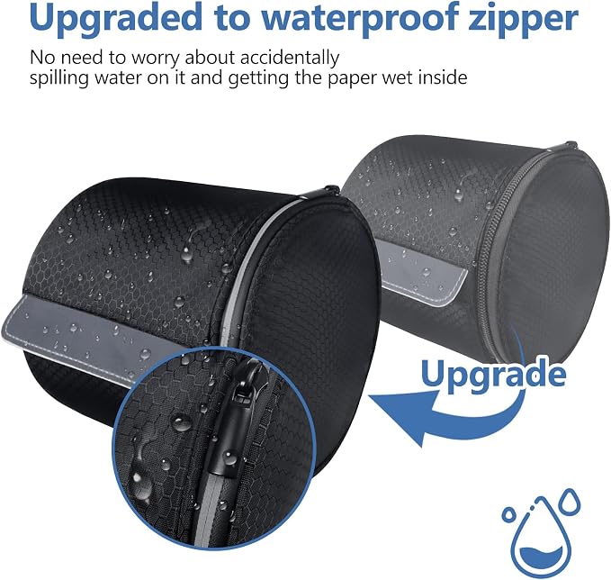 kakaforsa Hanging Toilet Paper Holder, Cat Proof, Water-Resistant, Black. | Portable roll paper case for camping, Bathroom, RV Car Travel, with zippered cover and hanging strap - Image 4