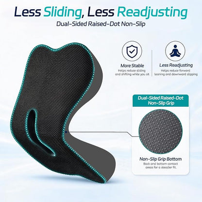 Seat Cushion & Back Support for Tailbone and Lower Back Relief | Higher Back for Stable Lower-Back Support / Dual-Sided Grip Keeps It in Place / Support Without Sinking / Durable / Washable - Image 5