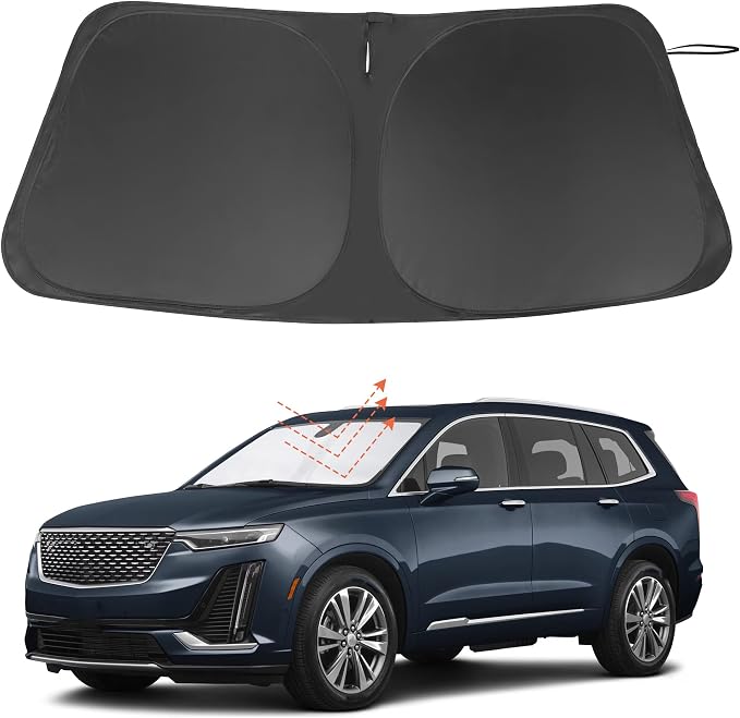 Windshield Sun Shade for 2020-2025 Cadillac XT6 Accessories | Full covered for windshield, Foldable & Durable, Block UV Rays, Reduce Heat, Easy to install, Keep Car Cooler by LHFLIVE