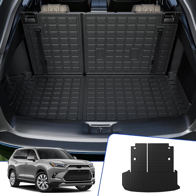 Rongtaod Trunk Mat with Backrest Mat for 2024-2026 Toyota Grand Highlander | Cargo Mat Cargo Liner TPE All Weather Back Seat Cover Protector Grand Highlander Accessories by Rongtaod