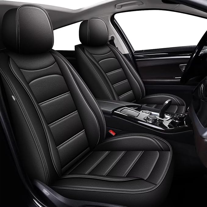 IKABEVEM Car Seat Covers for Toyota RAV4 2007-2025 2026, 2-Pack Front | Luxury Fuax Leather, Waterproof, Airbag Compatible, Easy to Install, Scratch‑Resistant Seat Protection, Black by IKABEVEM
