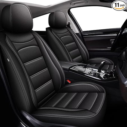 IKABEVEM Car Seat Covers for Nissan Rogue Sport 2017-2022 Full Set(5 Seats) | Luxury Fuax Leather, Waterproof, Airbag Compatible, Easy to Install, Scratch‑Resistant Seat Protection, Black by IKABEVEM