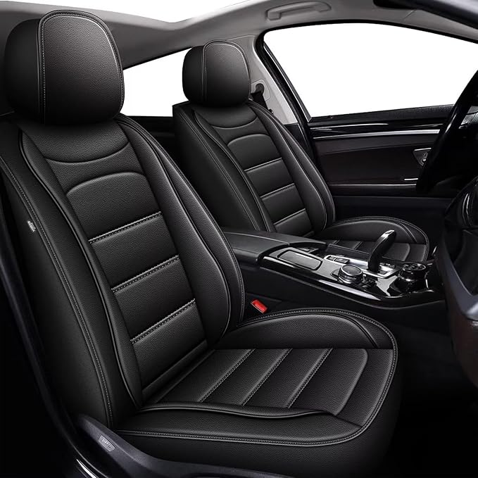 Car Seat Covers for Chevrolet/Chevy Traverse 2018-2025 2026, 2-Pack Front | Luxury Fuax Leather, Waterproof, Airbag Compatible, Easy to Install, Scratch‑Resistant Seat Protection, Black by IKABEVEM