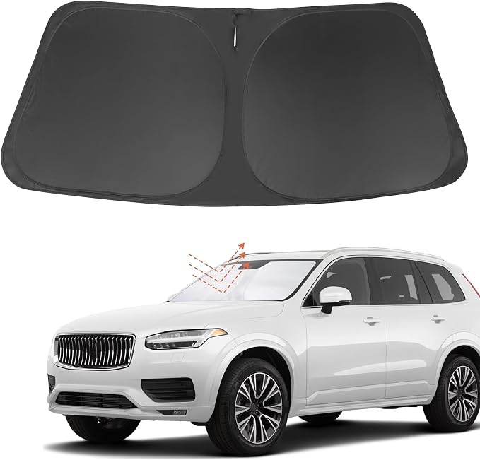 Front Windshield Sun Shade Foldable Car Front Window Sun Shade Windshield Shade Custom Fit for 2016-2025 2026 Volvo XC90 Block UV Rays Car Accessories Heat Keep Cooler by FannycCargoCover