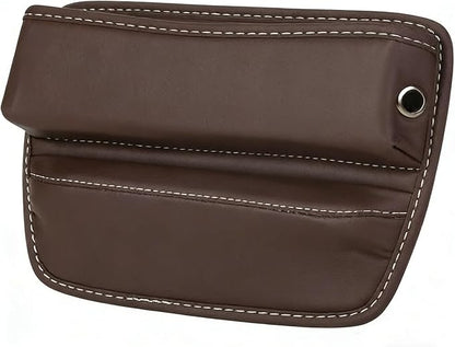 Car Seat Gap Organizer | PU Leather Seat-Side Storage Pocket with Cable Port | Fits Most Cars, SUVs and Trucks | Brown by Unknown
