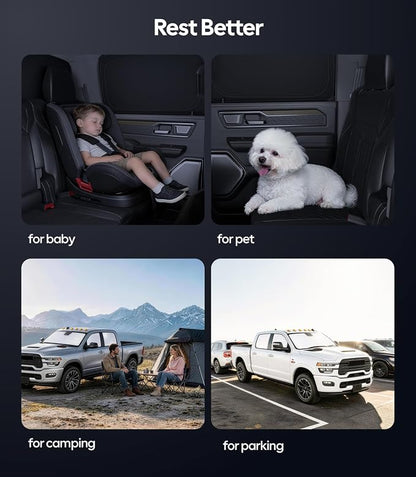Wigoo 2026 6PC Full Set Window Sunshade for Dodge Ram 2500 3500 2010-2026 | 7-Layer Cooler & Blacker, Ice-Crystal Tech, Full Set Shades With Windshield for Sun Block, Camping Accessories - Image 8