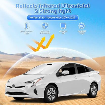 Canvcle Window Shades for 2016-2022 Toyota Prius Hatchback Accessories Windshield Sun Shade Side Rear Window Cover Sunshade Sun Visor Shield Privacy Protection for Camping Keep Vehicle Cool Black 6PCS - Image 2