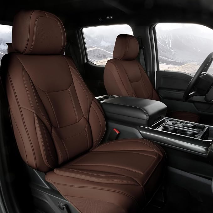Coverland Custom SUV Car Seat Covers for 1998-2008 Subaru Forester | Premium Waterproof Faux Leather Non-Slip Memory Foam Airbag Compatible Custom Fit Interior Protector [Front Seat-Dark Brown] by Coverland