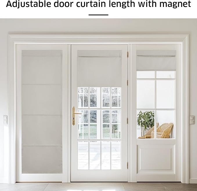 NICETOWN Natural Blackout Roller Shades, No Drill Cordless Door Blinds | Thermal Insulated, Privacy Shades for Bedroom, No Tools Roll Shade, French Front Door Window Cover, 35 x 64 inches Long - Image 5