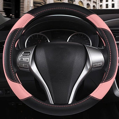 Leather Car Steering Wheel Cover, Universal Fit for Most Cars, Pink | Microfiber Leather,Non-Slip Breathable Auto Steering Wheel Protector - Image 6