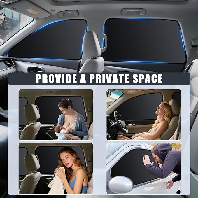 ZATOOTO Subaru Forester Sun Shade 2019-2024, Full Blackout for Privacy | 100% UV Protection, Blackout For Baby Breastfeeding, Sleeping, Camping, 4 Pack Magnetic Side Window Covers - Image 4