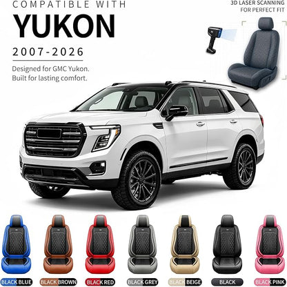 for GMC Yukon 2007-2026 Car Seat Covers, Full Set, Beige | Luxury Full Coverage Leather Seat Protectors, Waterproof Breathable, Non-Slip, Easy to Install, Airbag Compatible, All-Season - Image 4