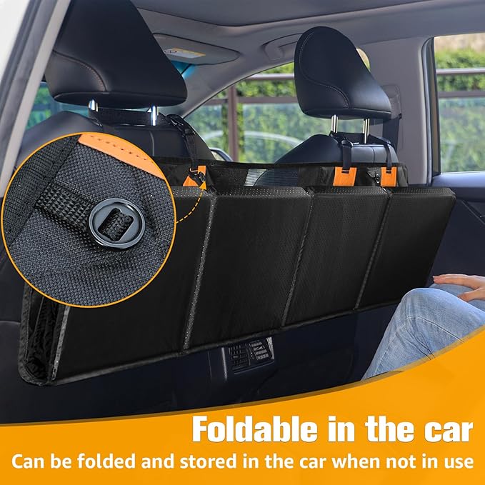 Dog Car Seat Cover for Back Seat, Hard Bottom Back Seat Extender | Rear Seat Pet Cover for Dogs - Supports 400lbs, Waterproof and Scratch Resistant Dog Hammock with Mesh Window For Cars & SUVs - Image 5