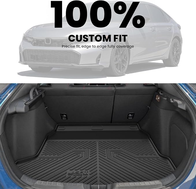 LASFIT All Weather Cargo Mats for Honda Civic 2022-2026 - Hatchback | Full Surround TPE Mats, Tall Walls, 3D Custom Fit, Non-Slip, Easy Clean, Tool-Free Install, Vehicle-Specific Accessories - Image 4