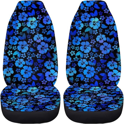 Hawaiian Hibiscus Front Seat Covers for Cars Trucks SUV Blue Floral Tropical Flower 2-Pack Car Seat Covers Auto Interior Covers for Truck Van SUV - Image 5