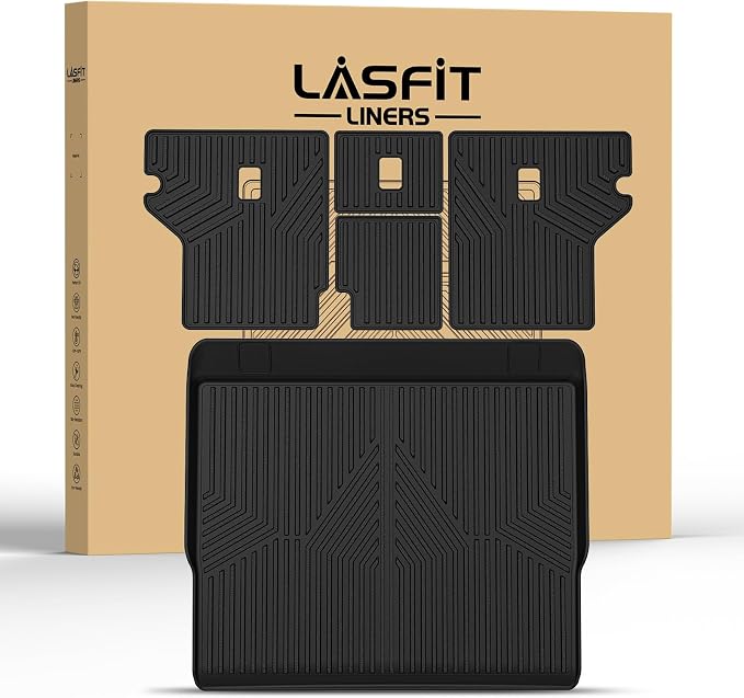 LASFIT Cargo Mat for Toyota 4Runner 2013-2024 (Only Fit 5-Seats) | Fit W/O Sliding Cargo Tray, All Weather Custom Fit Anti-Slip Pet Friendly TPE Trunk & Backrest Mats for 5th Gen 4Runner by LASFIT