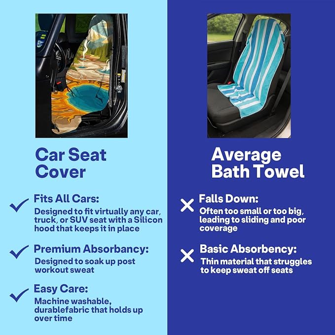 2 Pack Car Seat Towel Covers for Gym, Front Seats, Sea Turtle | Ocean Sweat Protector for Front Seats Premium Thickened with Elastic Strap Breathable & Quick Dry Machine Washable Running - Image 6